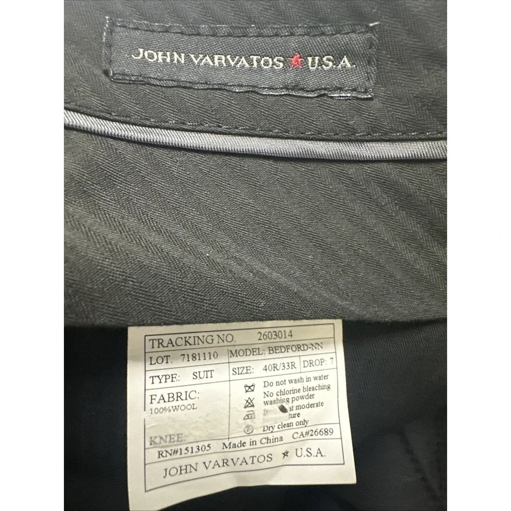 John Varvatos Men Size 33 Bedford-NN Wool‎ Suit Pants Navy Unhemmed